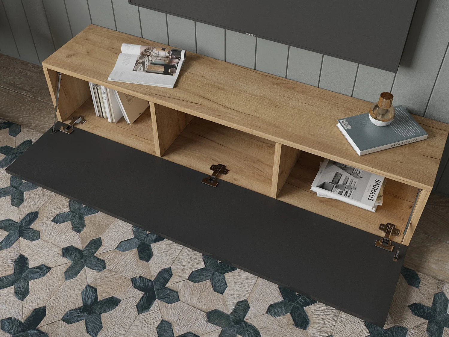 Meuble TV 105 cm 140 cm Banc Télé  Suspendu Banc Télévision Moderne Flottante pour Salon