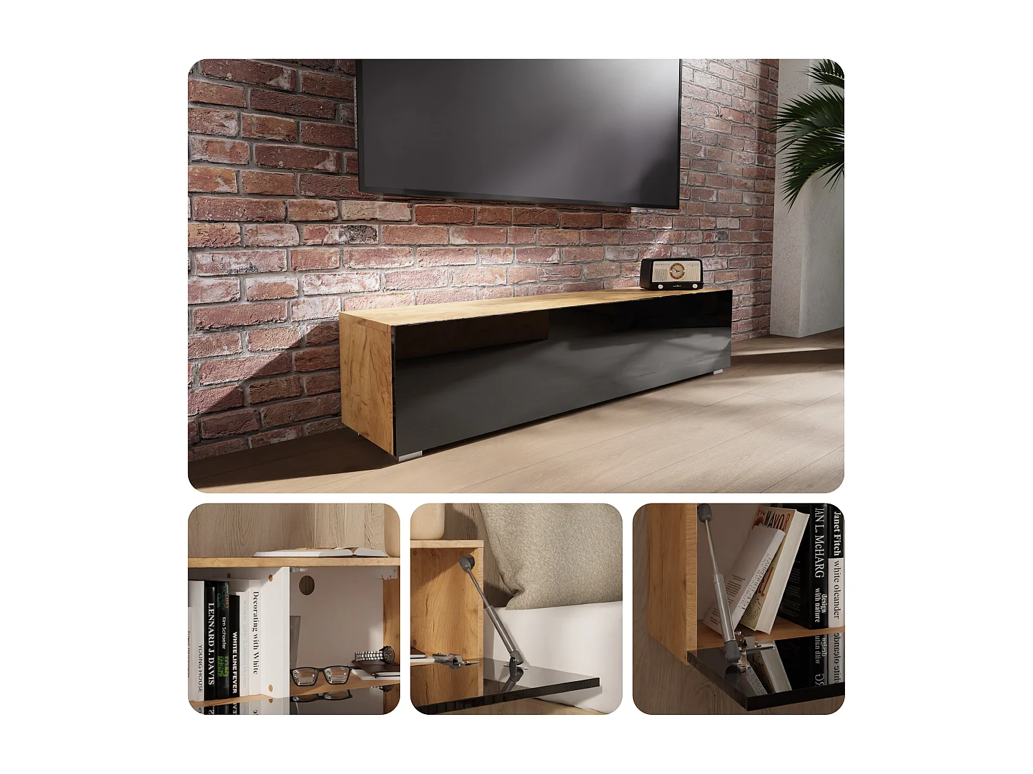 Meuble TV 105 cm 140 cm Banc Télé  Suspendu Banc Télévision Moderne Flottante pour Salon