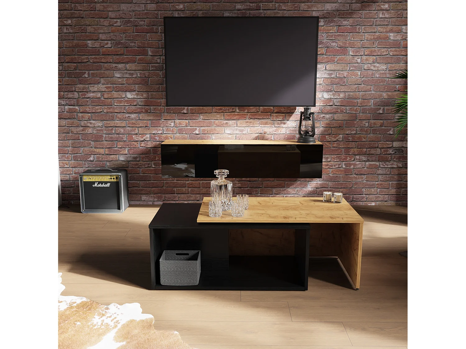 Meuble TV 105 cm 140 cm Banc Télé  Suspendu Banc Télévision Moderne Flottante pour Salon