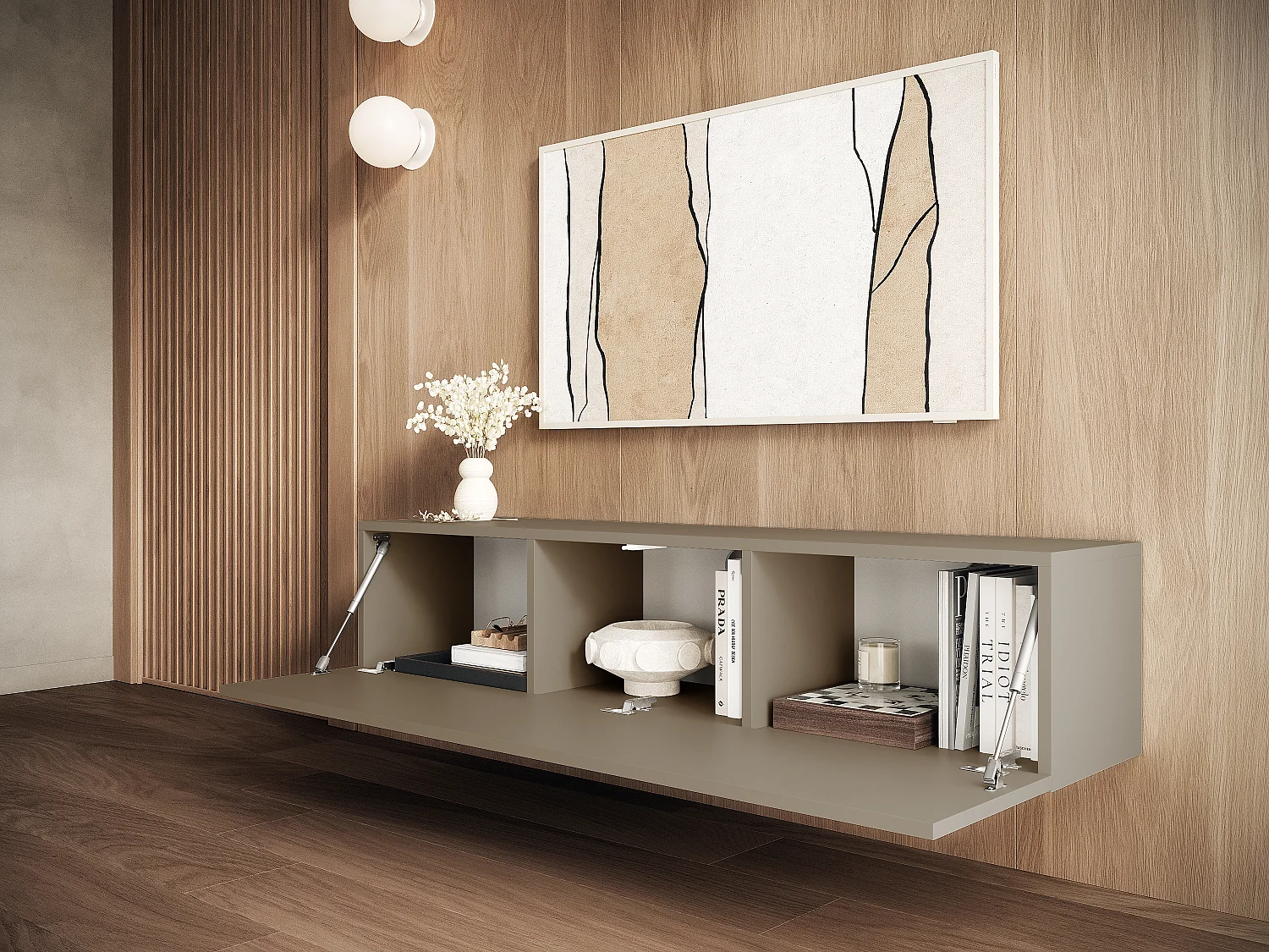 Meuble TV 105 cm 140 cm Banc Télé  Suspendu Banc Télévision Moderne Flottante pour Salon