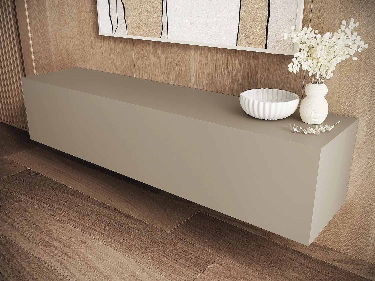 Meuble TV 105 cm 140 cm Banc Télé  Suspendu Banc Télévision Moderne Flottante pour Salon