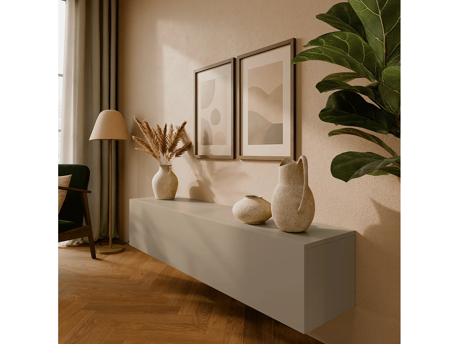 TV-Möbel 105 cm 140 cm Hängendes Fernsehbank Modern für Wohnzimmer