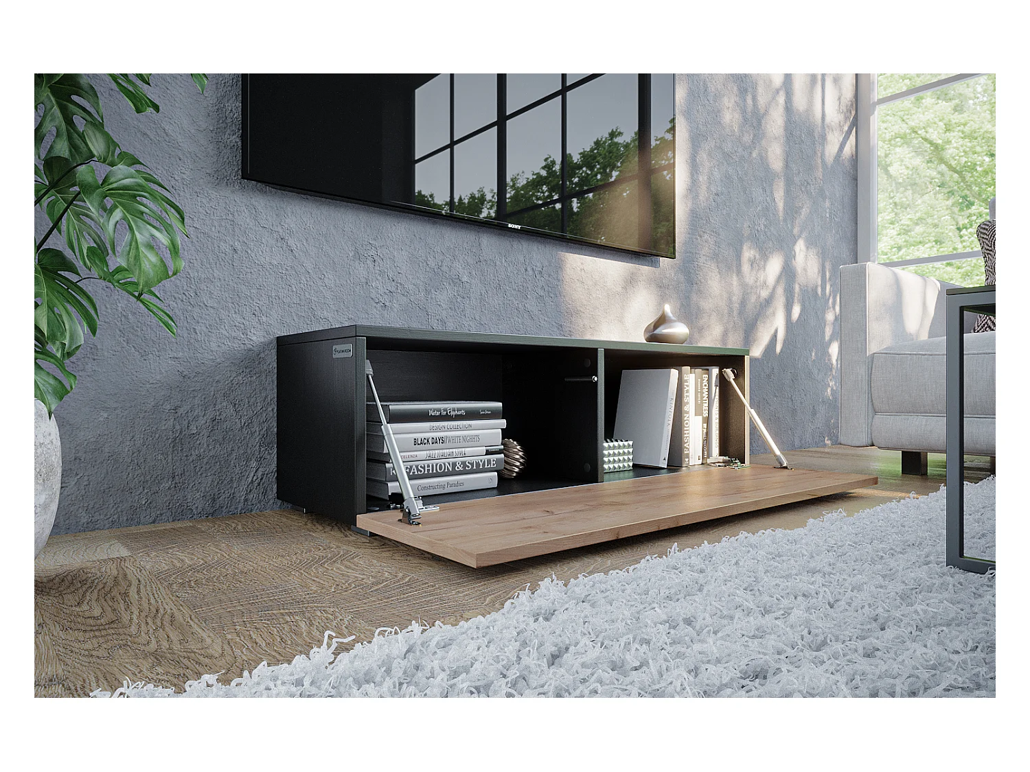 Meuble TV 105 cm 140 cm Banc Télé  Suspendu Banc Télévision Moderne Flottante pour Salon