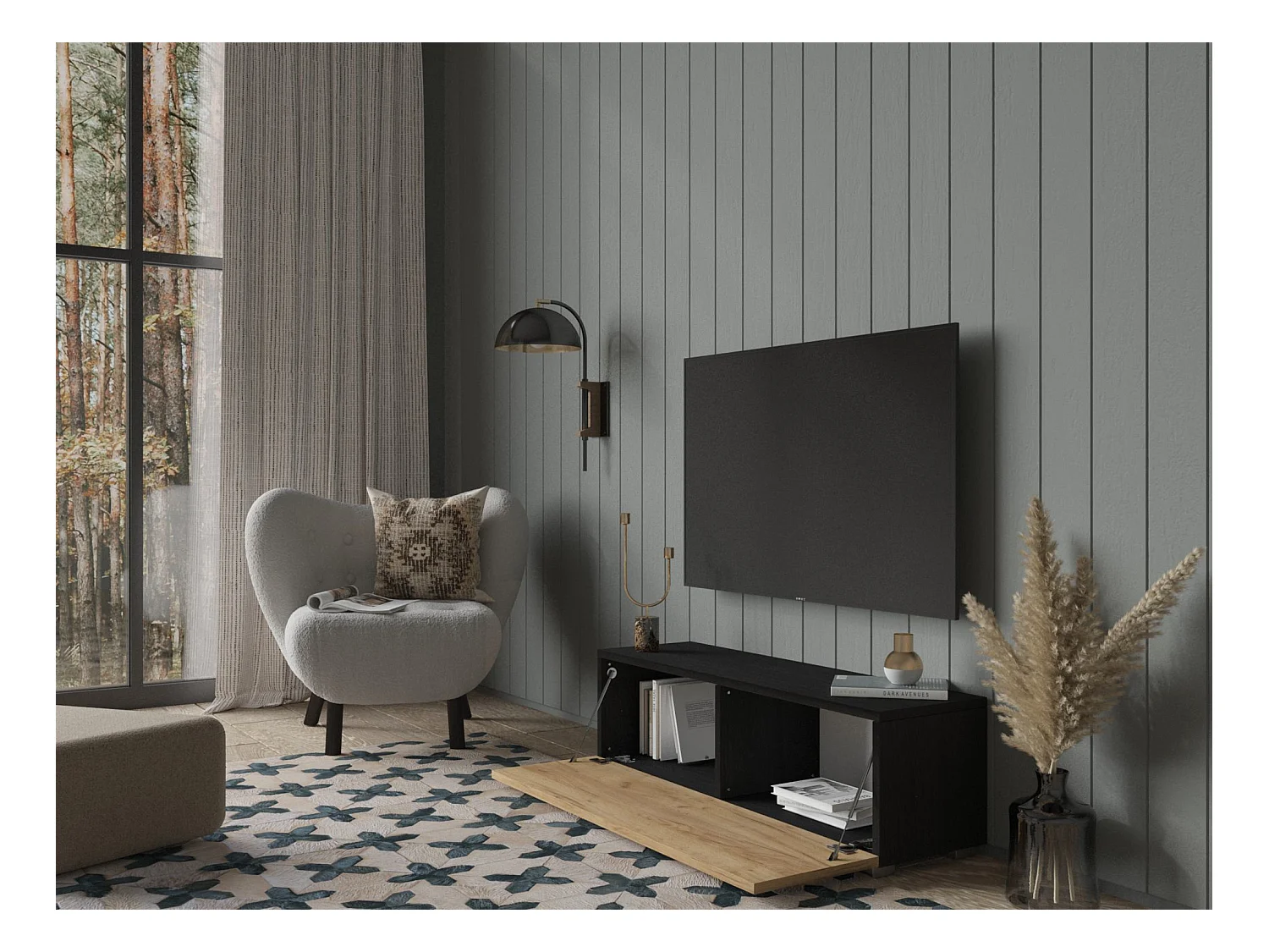 Meuble TV 105 cm 140 cm Banc Télé  Suspendu Banc Télévision Moderne Flottante pour Salon