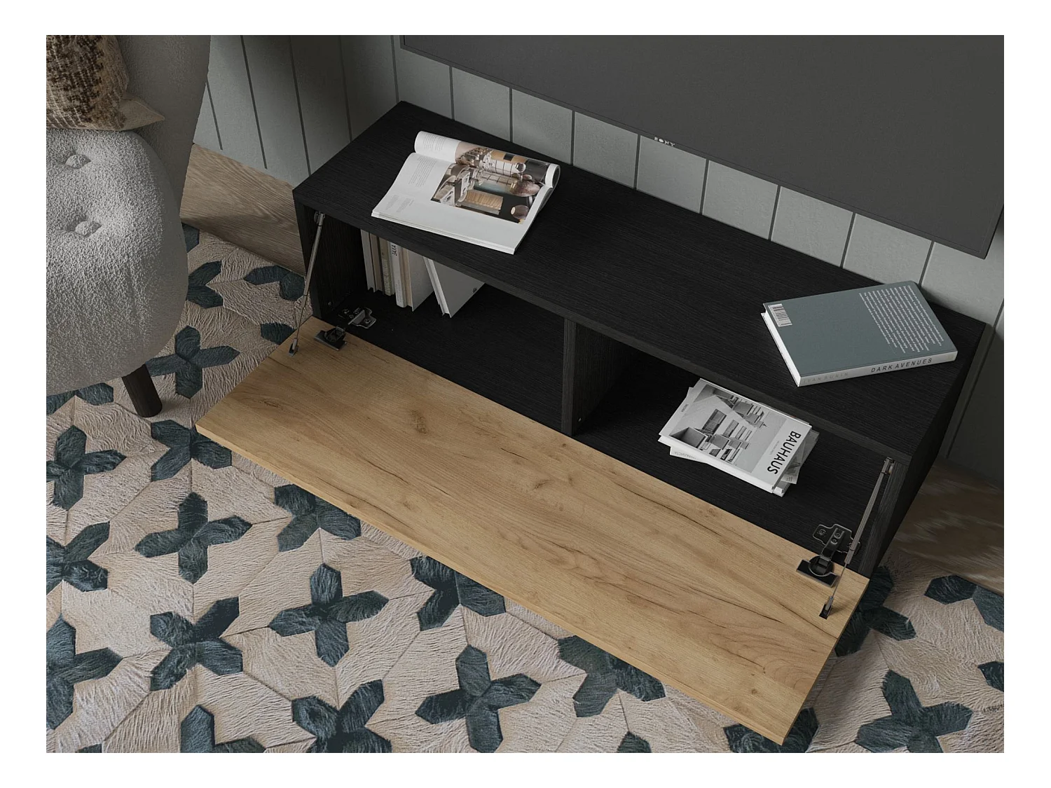 Meuble TV 105 cm 140 cm Banc Télé  Suspendu Banc Télévision Moderne Flottante pour Salon