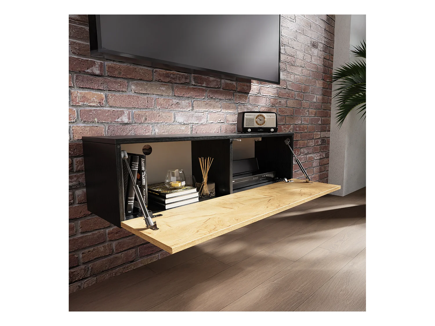 Meuble TV 105 cm 140 cm Banc Télé  Suspendu Banc Télévision Moderne Flottante pour Salon