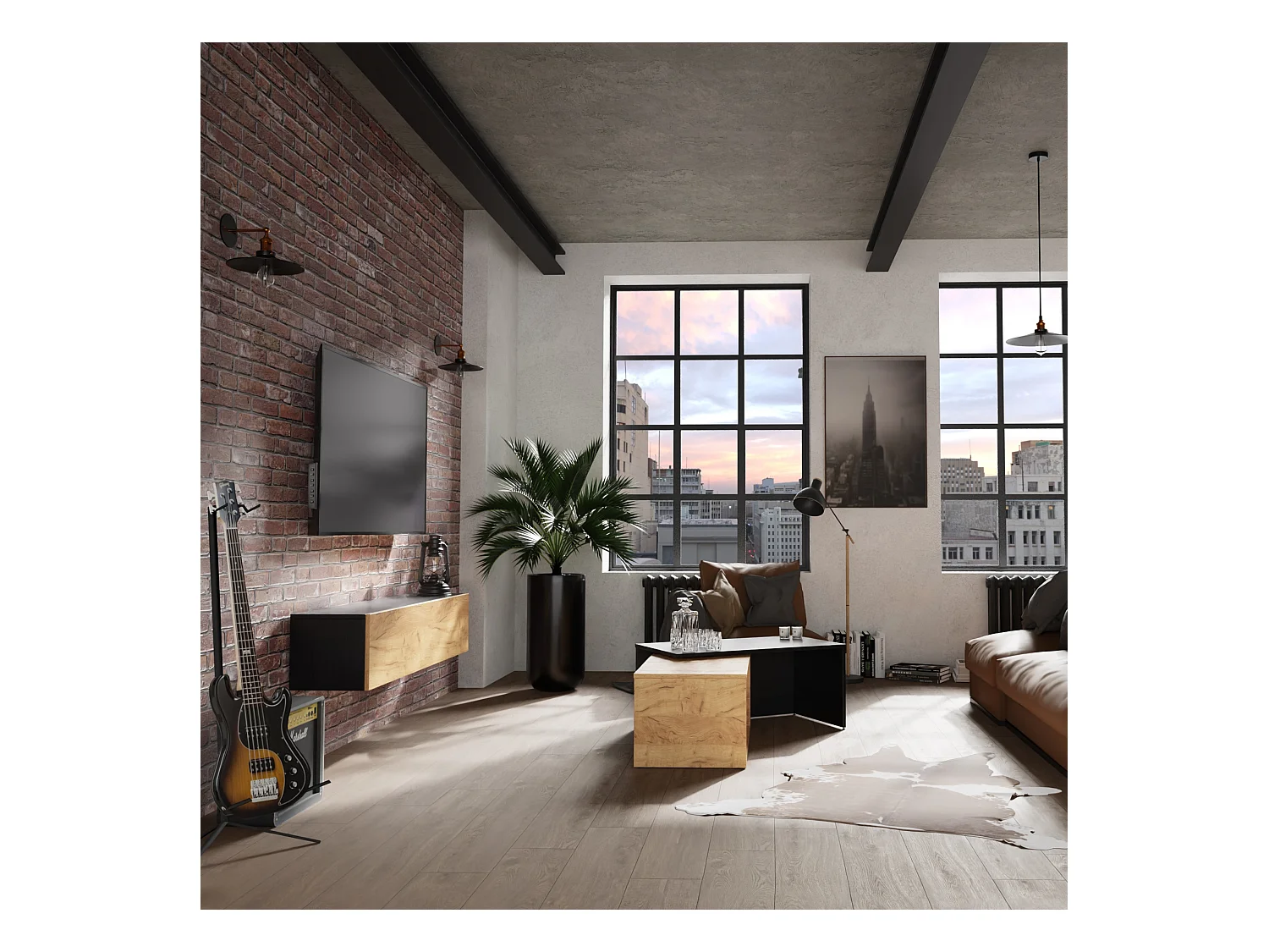 Meuble TV 105 cm 140 cm Banc Télé  Suspendu Banc Télévision Moderne Flottante pour Salon