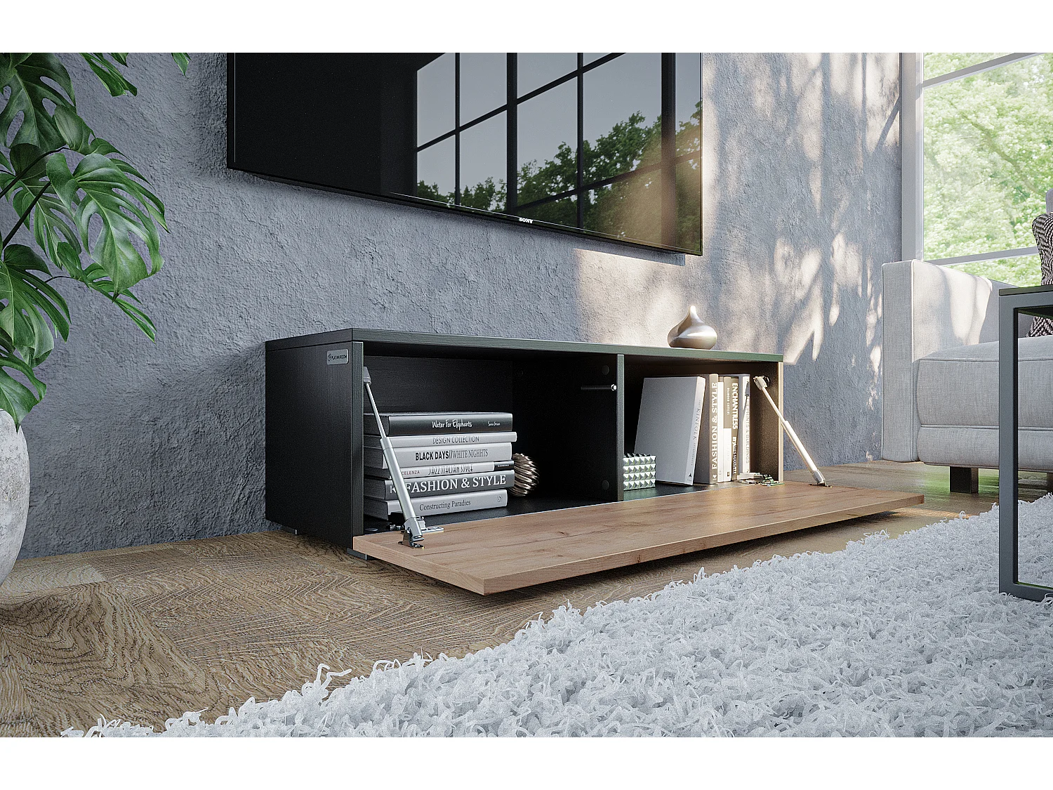 Meuble TV 105 cm 140 cm Banc Télé  Suspendu Banc Télévision Moderne Flottante pour Salon