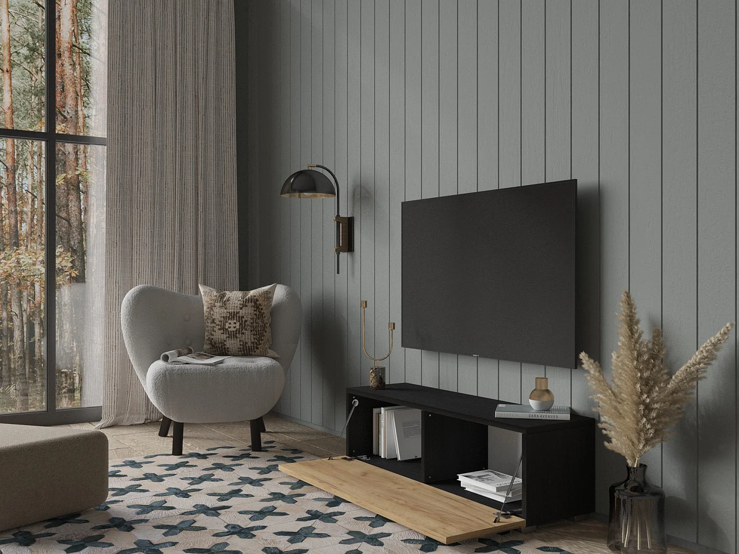 Meuble TV 105 cm 140 cm Banc Télé  Suspendu Banc Télévision Moderne Flottante pour Salon