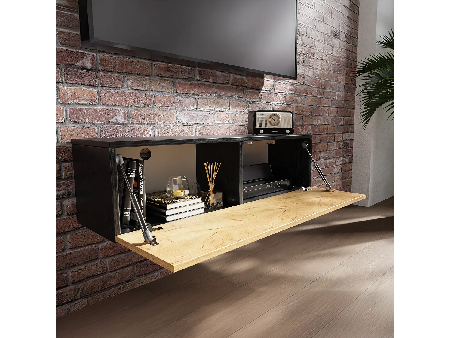 Meuble TV 105 cm 140 cm Banc Télé  Suspendu Banc Télévision Moderne Flottante pour Salon