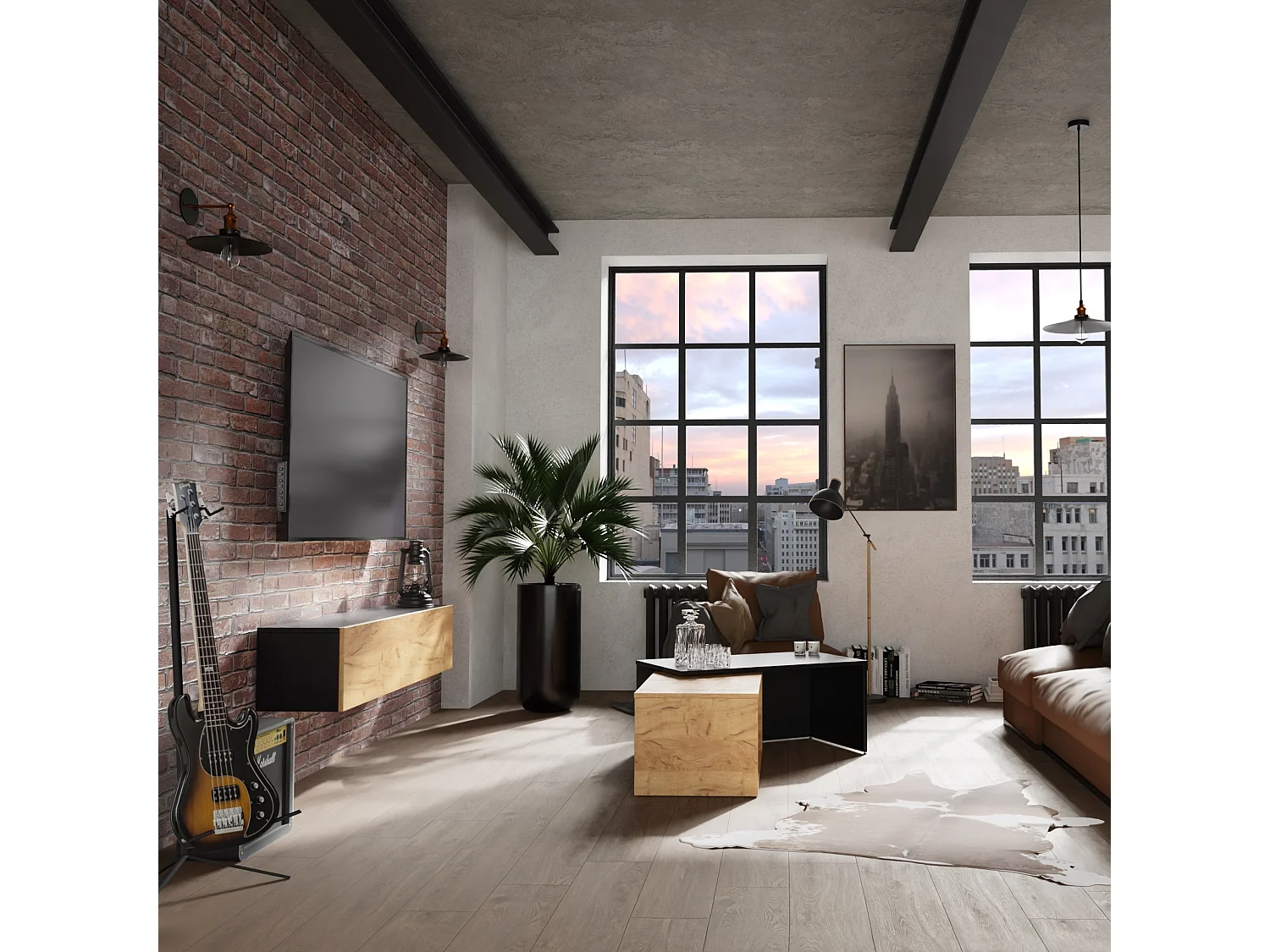 Meuble TV 105 cm 140 cm Banc Télé  Suspendu Banc Télévision Moderne Flottante pour Salon