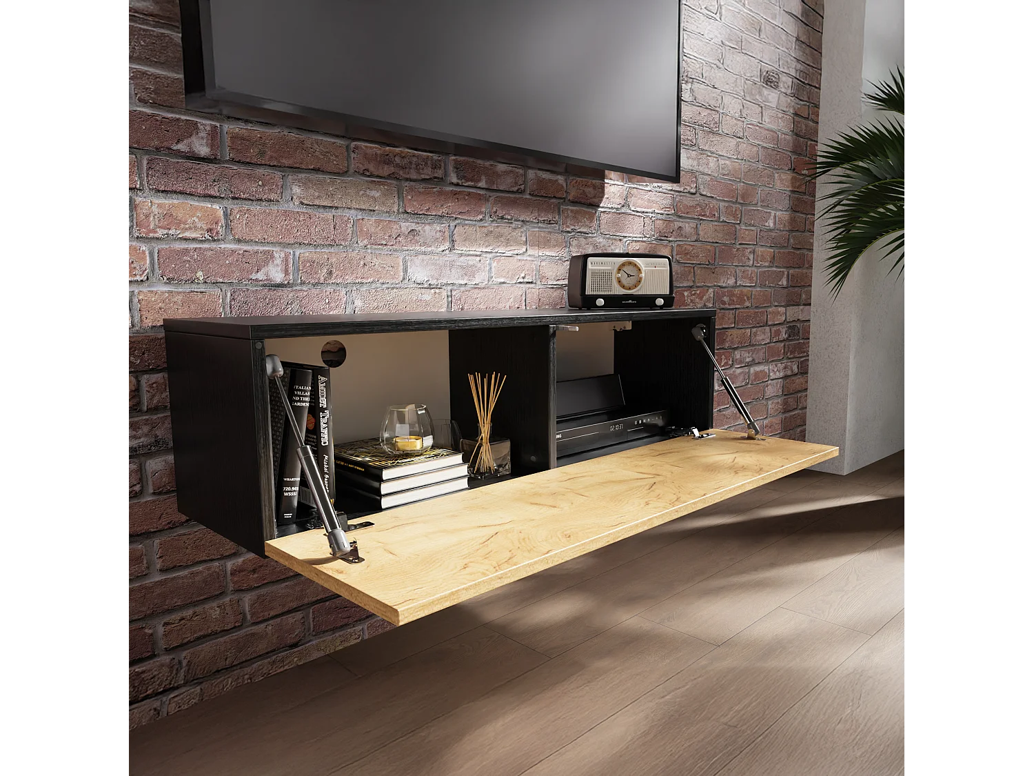 Meuble TV 105 cm 140 cm Banc Télé  Suspendu Banc Télévision Moderne Flottante pour Salon