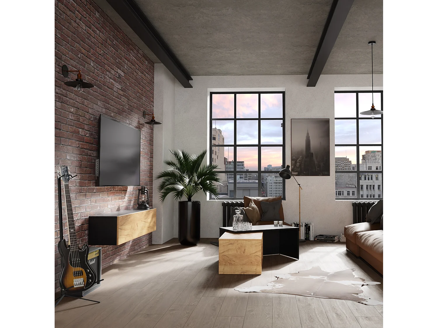 Meuble TV 105 cm 140 cm Banc Télé  Suspendu Banc Télévision Moderne Flottante pour Salon