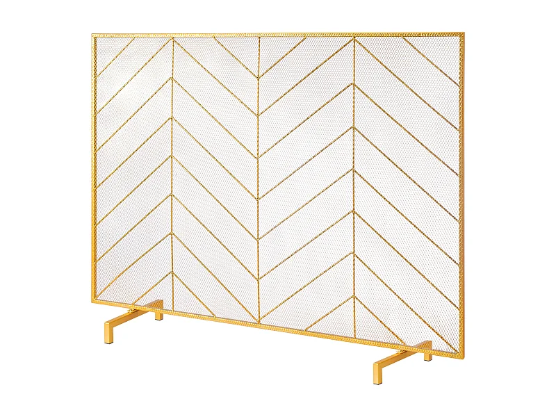 Parafuego de Chimenea SucceBuy en Malla Metálica de 1 Panel, 98 x 76 cm, Dorado, Rejilla de Protección Autoportante para el Salón, Fácil Instalación