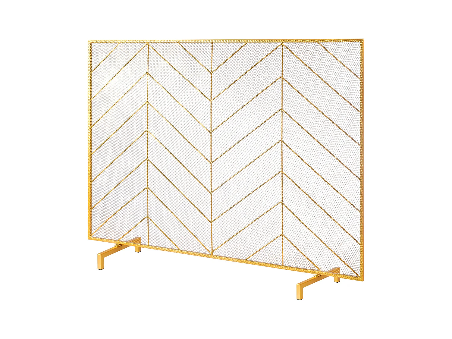 Pare-Feu de Cheminée SucceBuy en Treillis Métallique à 1 Panneau, 98 x 76 cm, Doré