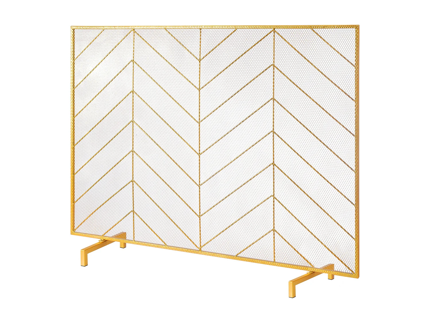 Pare-Feu de Cheminée SucceBuy en Treillis Métallique à 1 Panneau, 98 x 76 cm, Doré