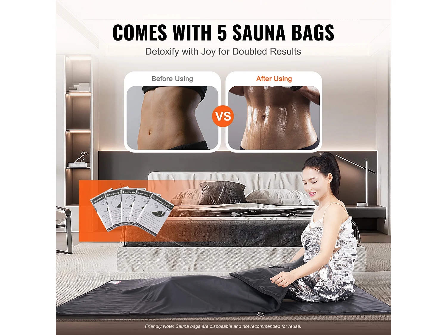 Couverture de Sauna SucceBuy Chauffage Infrarouge Lointain, Trous pour les Bras pour la Détoxification et la Perte de Poids