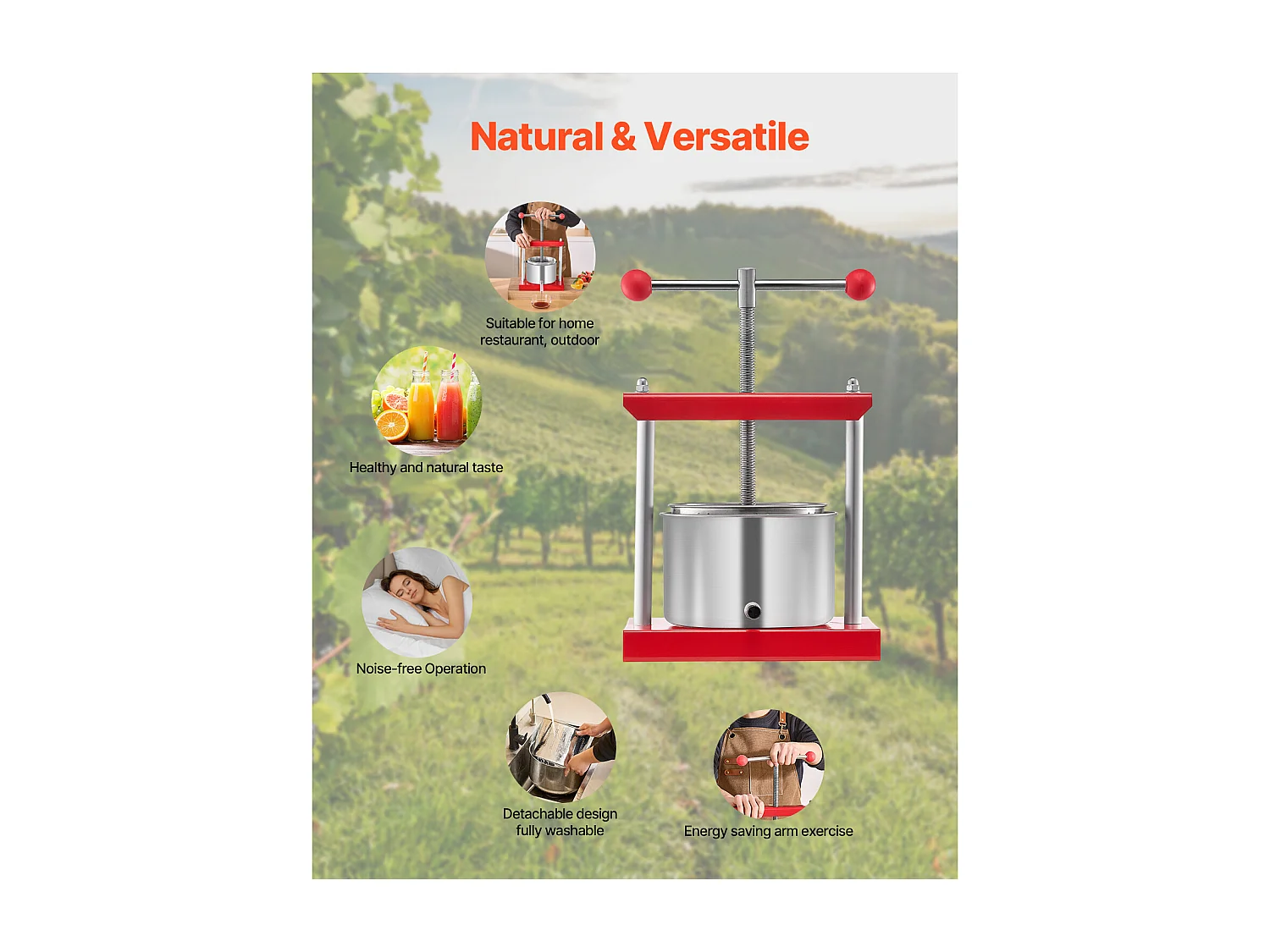 Espremedor de Fruta SucceBuy Prensa Manual de Frutas e Vinho de 3 L em Aço Inoxidável para Fabrico de Cerveja Caseira.