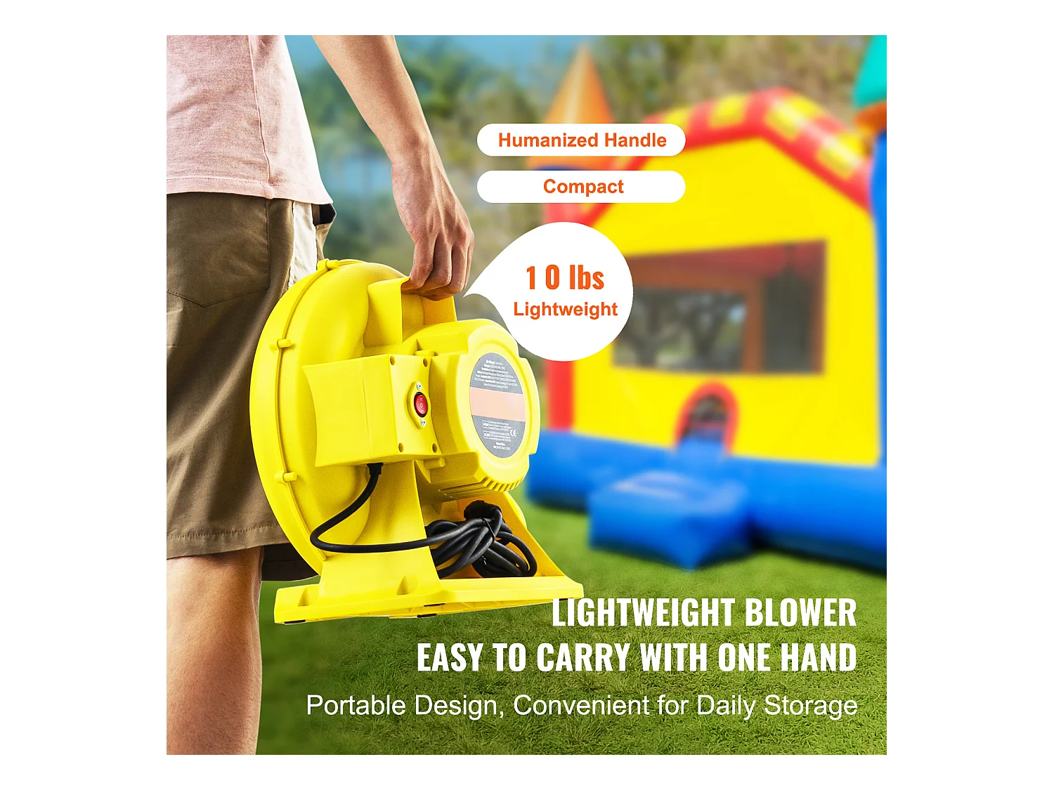 Souffleur d'Air SucceBuy Souffleur d'Air 450 W pour Château Gonflable, Pompe 0,6 CV, Pompe à Air Robuste, La Couleur est Jaune