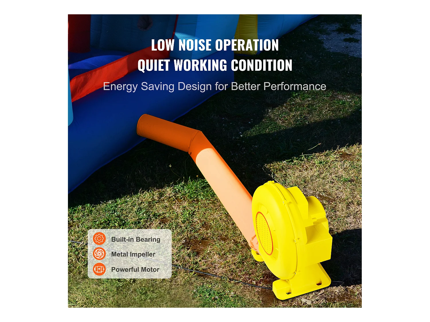 Souffleur d'Air SucceBuy Souffleur d'Air 450 W pour Château Gonflable, Pompe 0,6 CV, Pompe à Air Robuste, La Couleur est Jaune