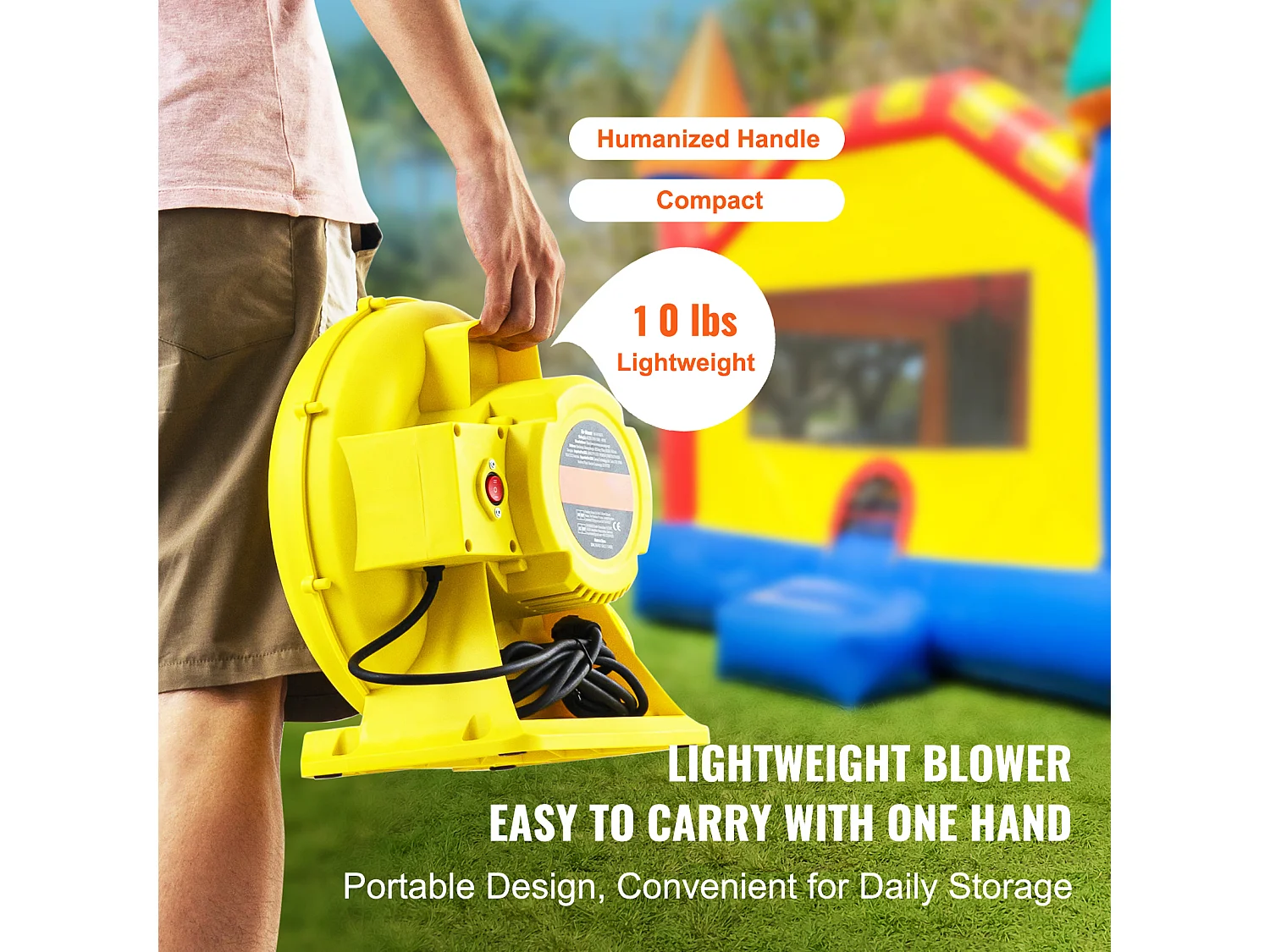 Souffleur d'Air SucceBuy Souffleur d'Air 450 W pour Château Gonflable, Pompe 0,6 CV, Pompe à Air Robuste, La Couleur est Jaune