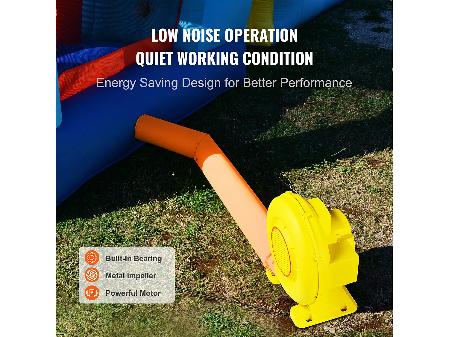 Souffleur d'Air SucceBuy Souffleur d'Air 450 W pour Château Gonflable, Pompe 0,6 CV, Pompe à Air Robuste, La Couleur est Jaune