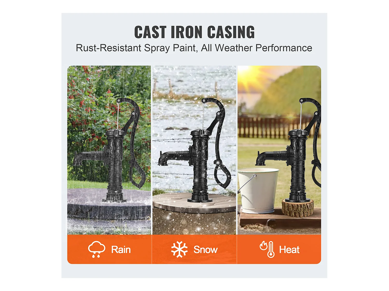 Pompe à Eau SucceBuy Antique Well Hand Pitcher Pump 670.56cm Max Lift Cast Iron Manual Water Pump (Pompe à Eau Manuelle en Fonte)