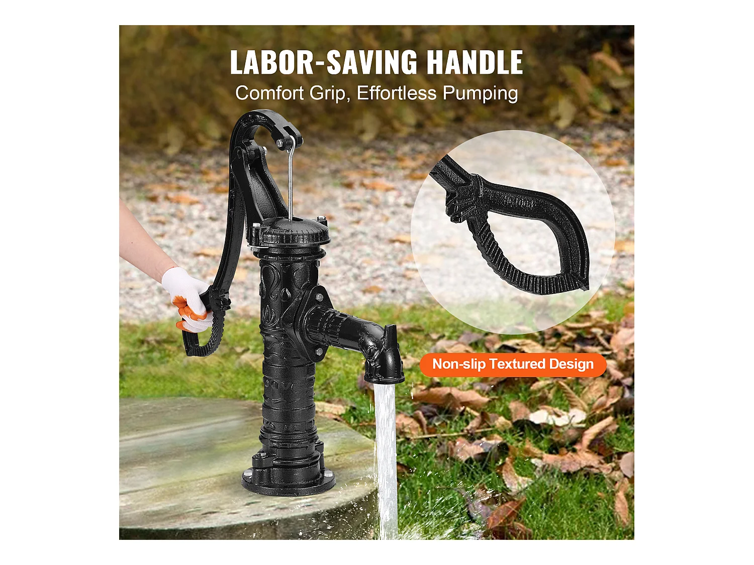 Pompe à Eau SucceBuy Antique Well Hand Pitcher Pump 670.56cm Max Lift Cast Iron Manual Water Pump (Pompe à Eau Manuelle en Fonte)