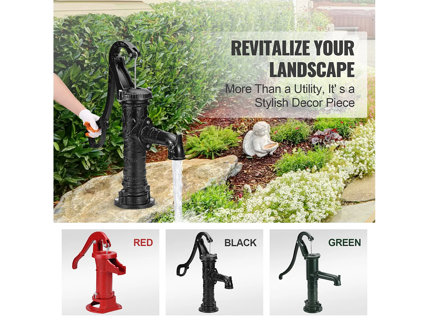 Bomba De Água SucceBuy Antiga Bomba Manual De Poço 670.56cm Elevação Máxima Bomba Manual De Água De Ferro Fundido (Bomba De Água Manual De Ferro Fundido)