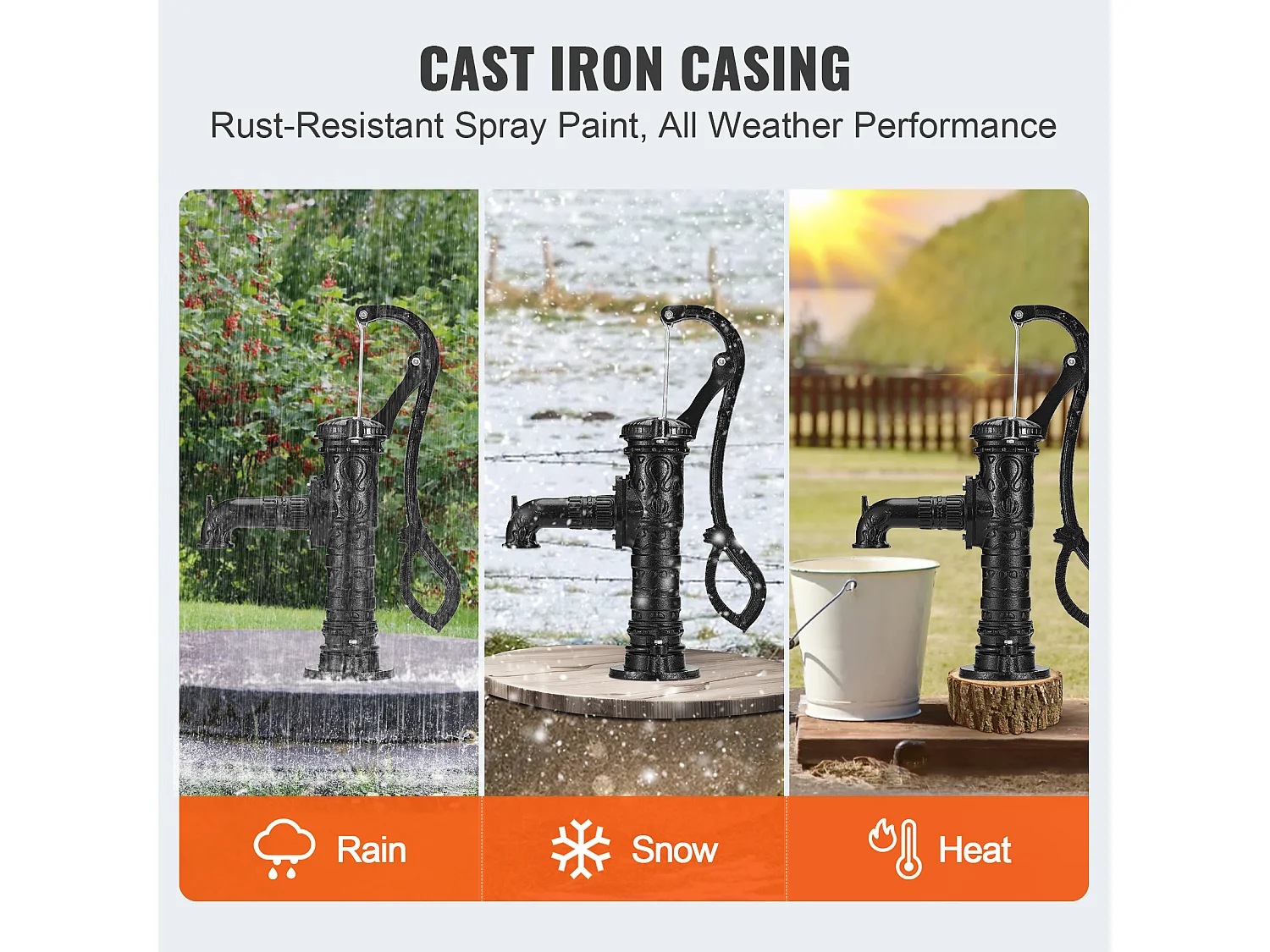 Bomba De Água SucceBuy Antiga Bomba Manual De Poço 670.56cm Elevação Máxima Bomba Manual De Água De Ferro Fundido (Bomba De Água Manual De Ferro Fundido)