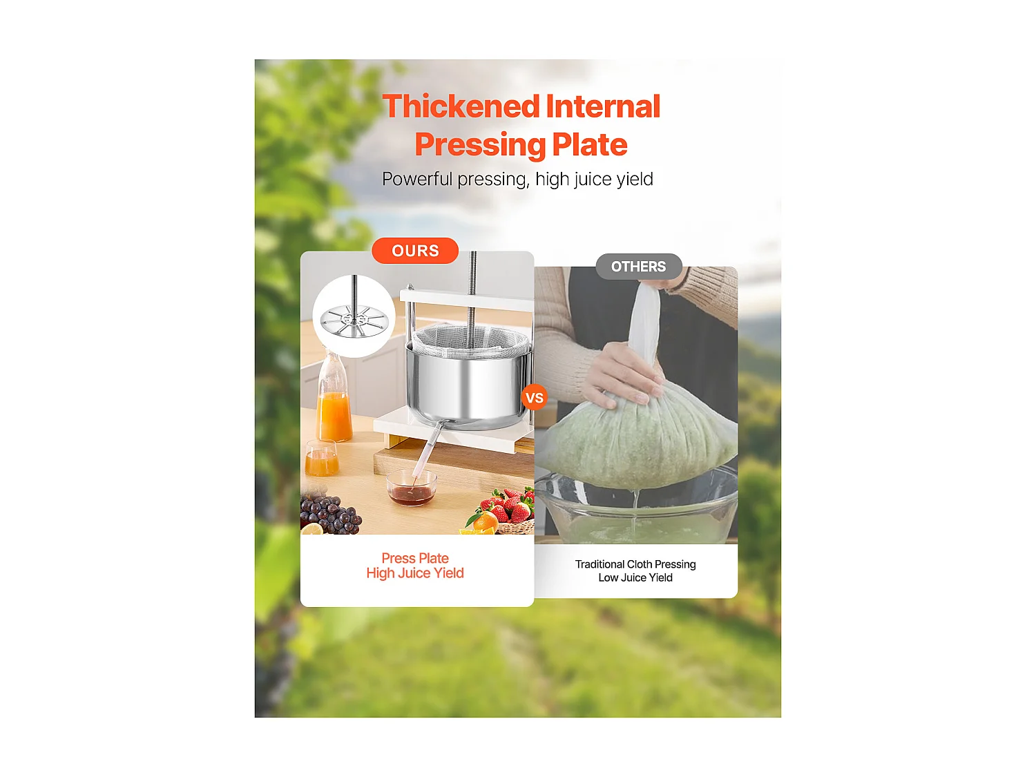 Fruitpers SucceBuy 12 L Roestvrijstalen Handmatige Fruitwijnpers voor Wijnbereiding.