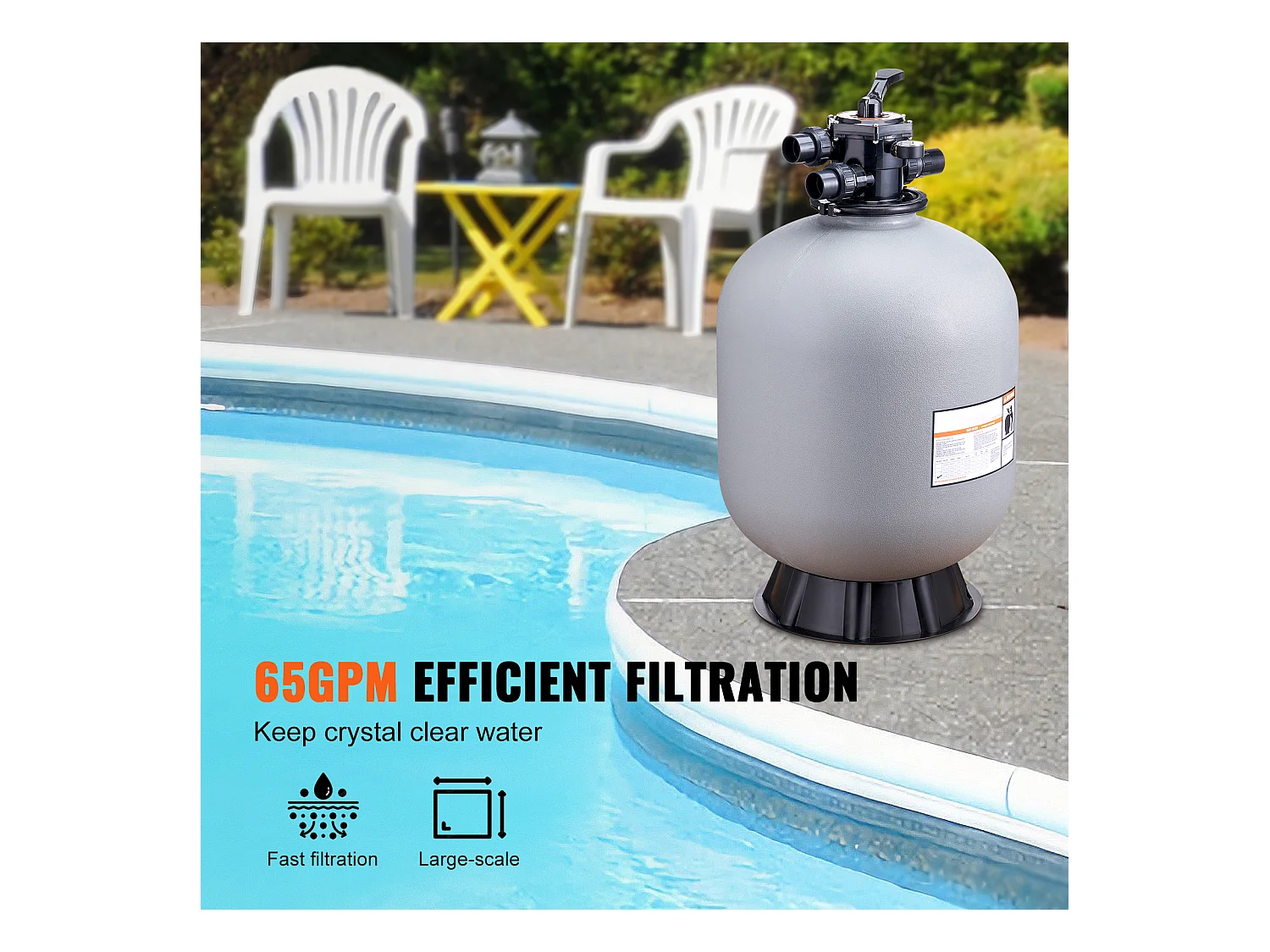 Filtre à Sable SucceBuy 60.96cm pour Piscine Hors sol avec Vanne à 7 Voies