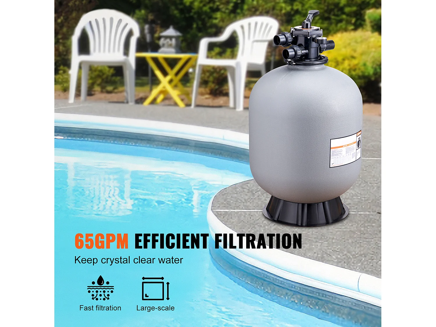 Filtre à Sable SucceBuy 60.96cm pour Piscine Hors sol avec Vanne à 7 Voies