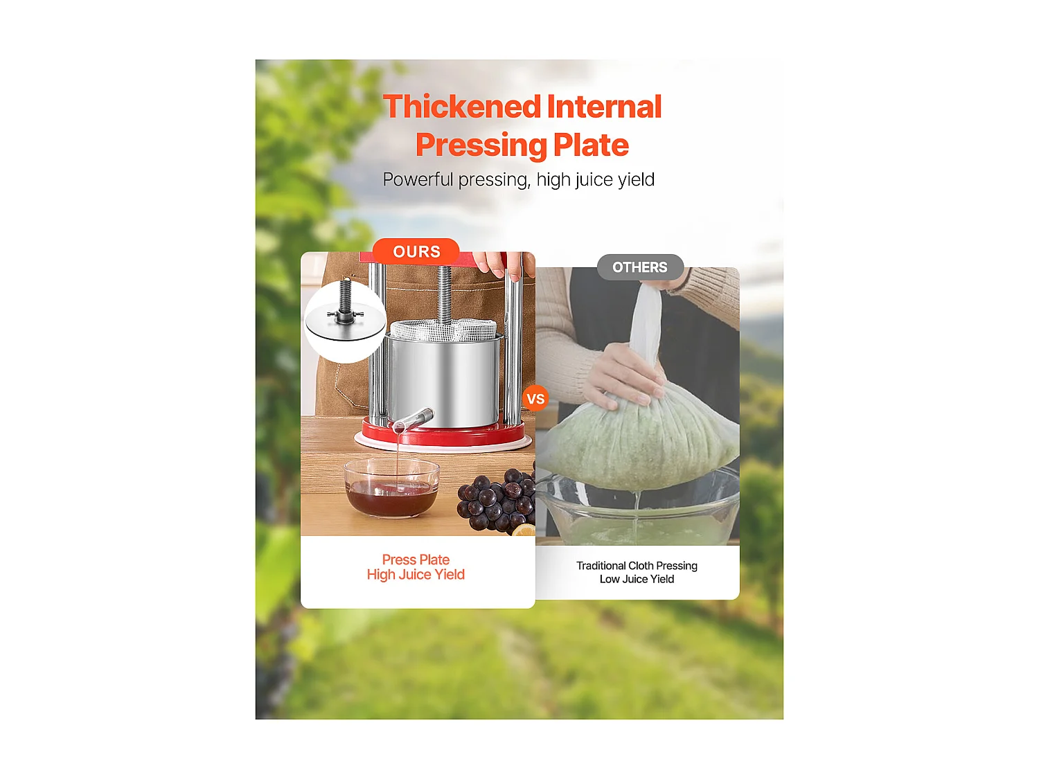 Presse Fruits SucceBuy Presse à Fruits Manuel en Acier Inoxydable, Capacité 1.5L, pour Vin Maison.