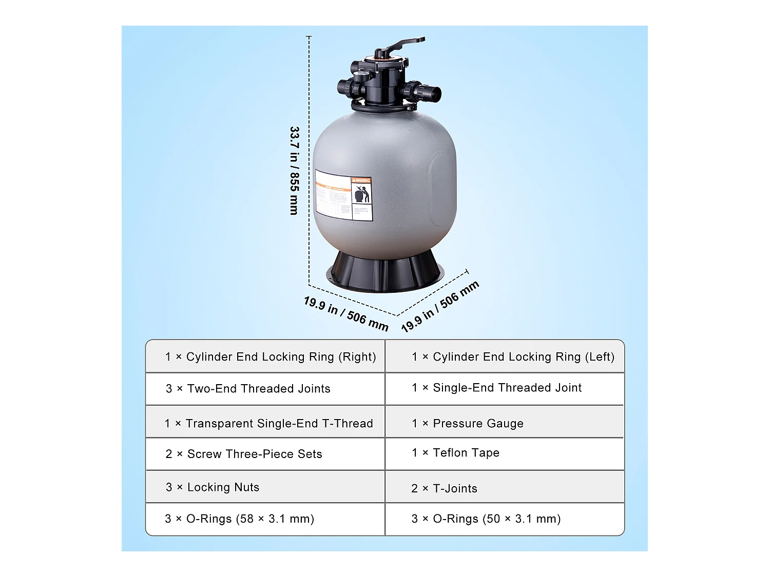 Filtre à Sable pour Piscine Hors sol SucceBuy de 55.88 cm avec Vanne à 7 Voies