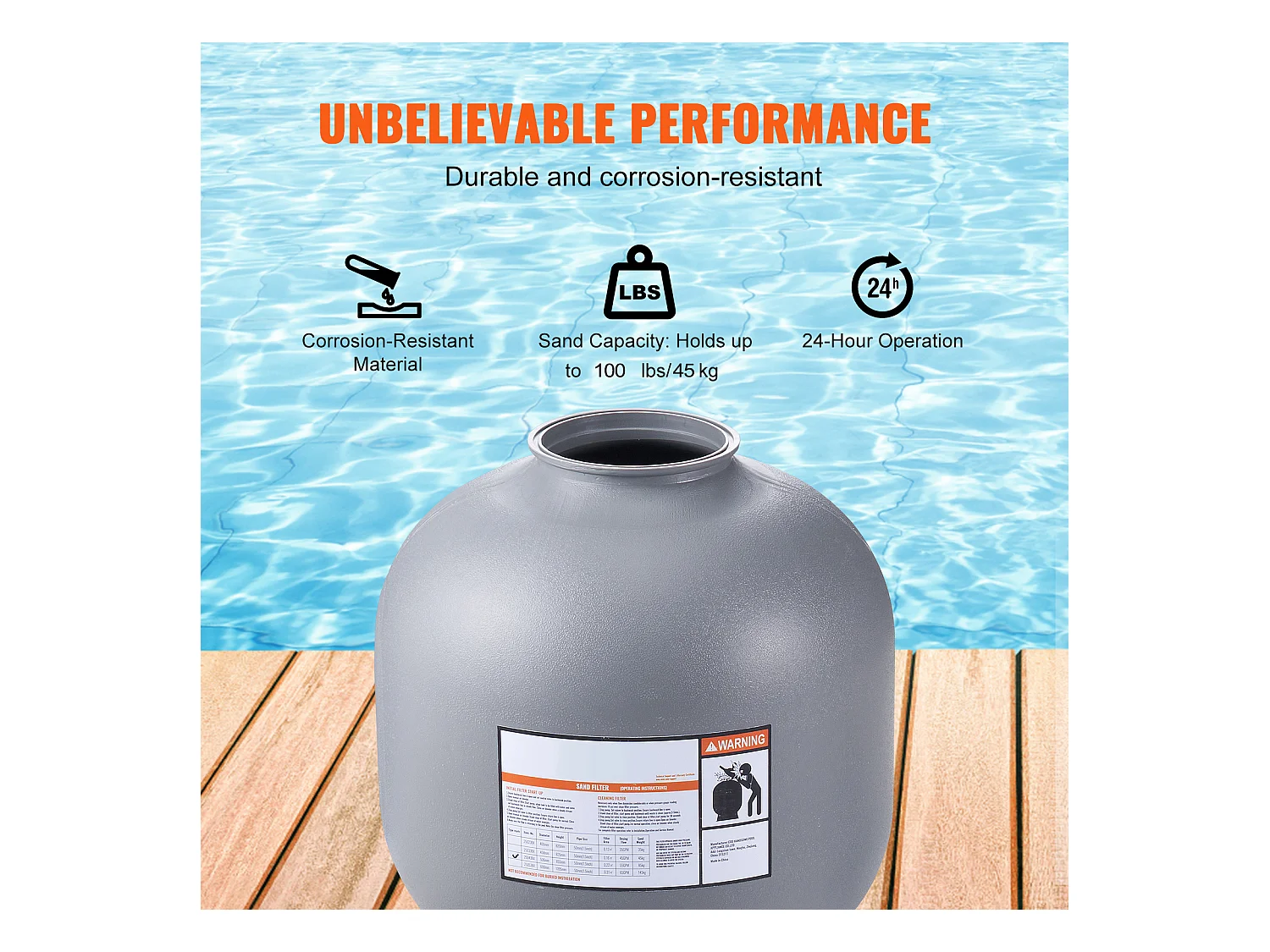 Filtre à Sable pour Piscine Hors sol SucceBuy de 55.88 cm avec Vanne à 7 Voies