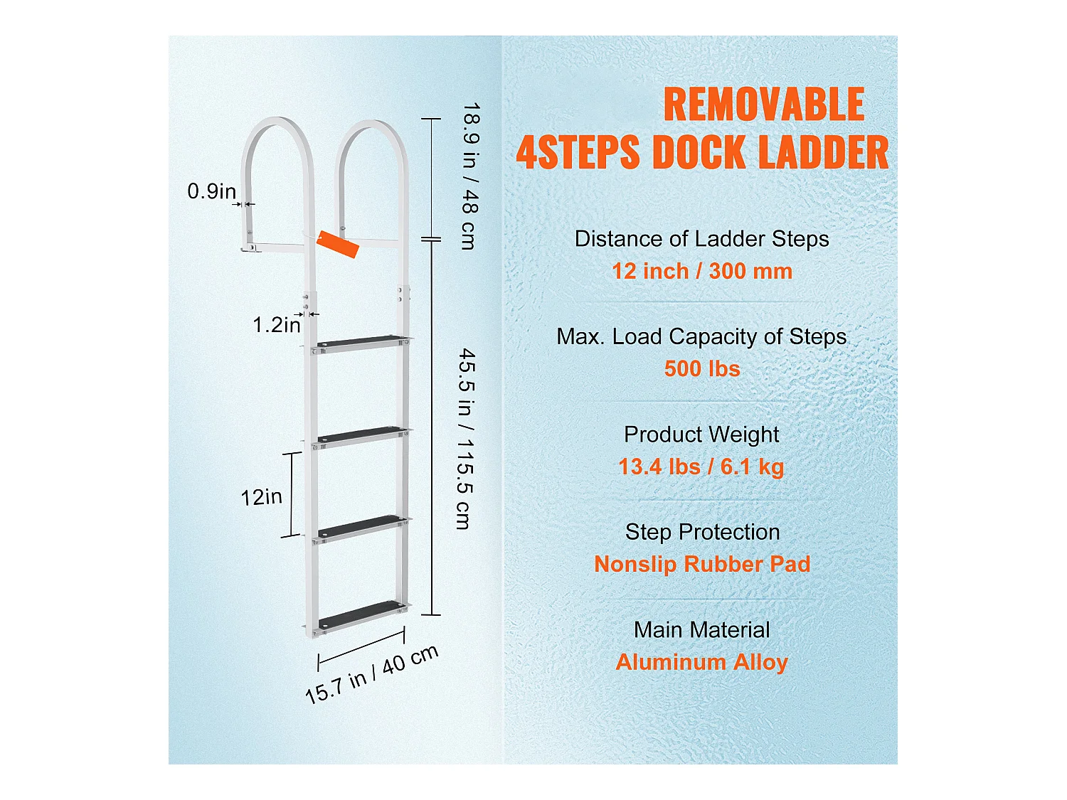 Échelle de Piscine, Échelle de Bain SucceBuy, Capacité de Charge de 226 kg, Amovible 4 Marches, en Aluminium