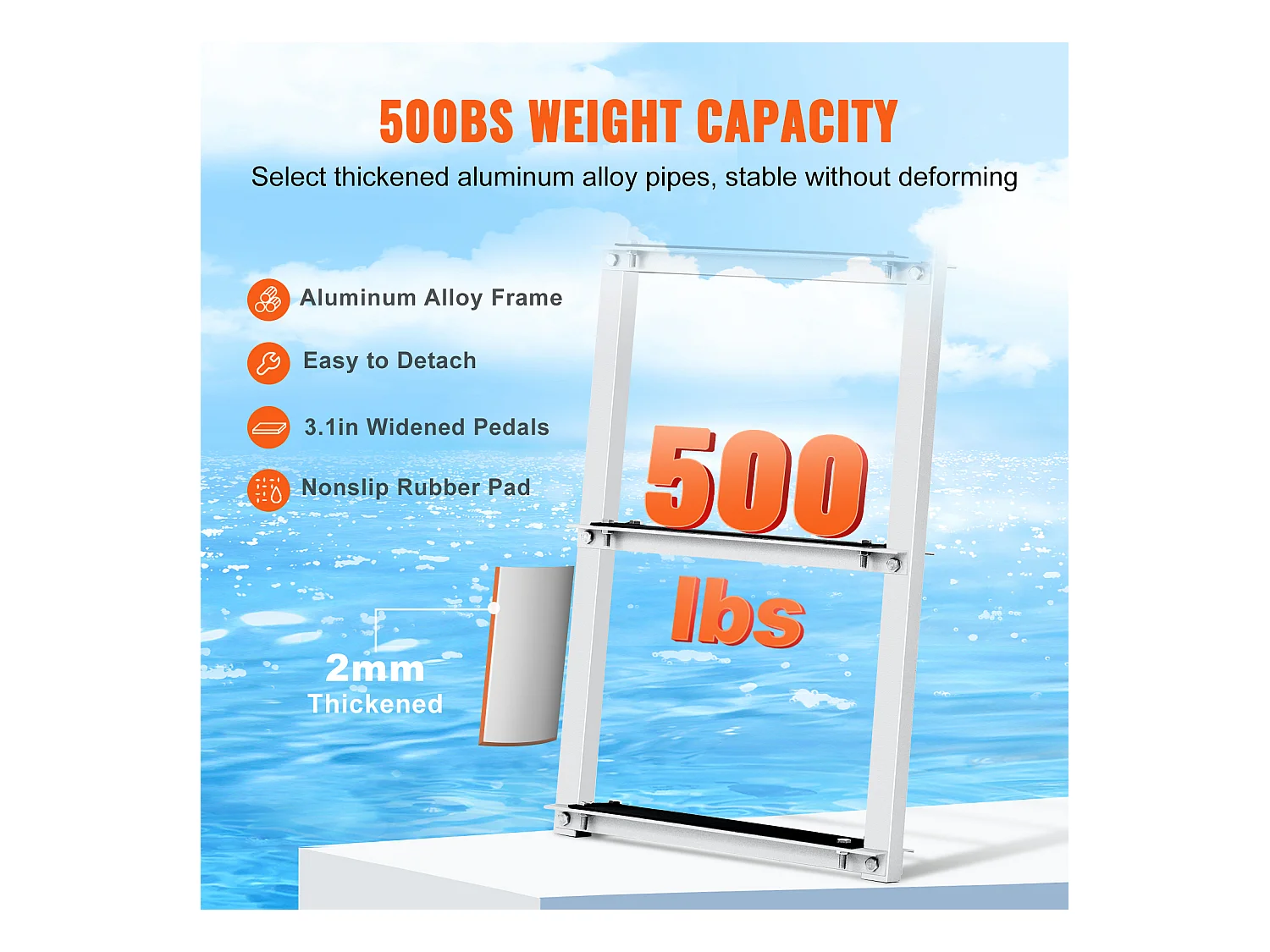 Échelle de Piscine, Échelle de Bain SucceBuy, Capacité de Charge de 226 kg, Amovible 4 Marches, en Aluminium