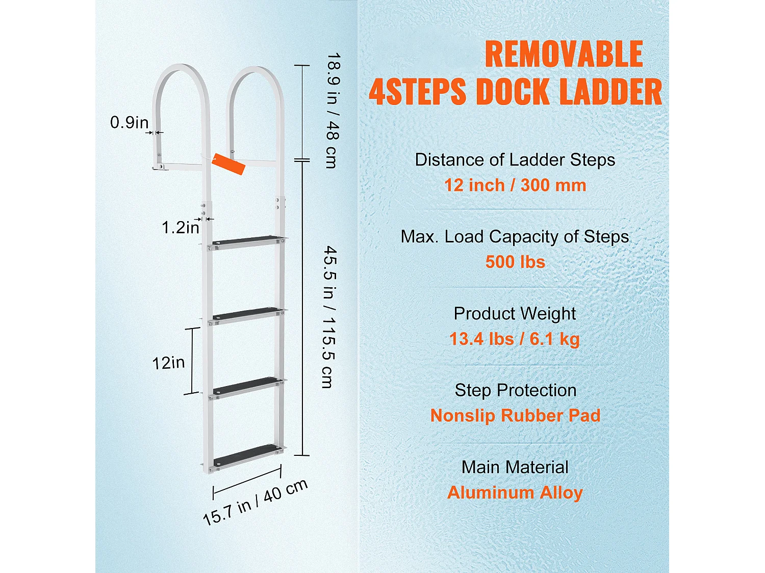 Échelle de Piscine, Échelle de Bain SucceBuy, Capacité de Charge de 226 kg, Amovible 4 Marches, en Aluminium