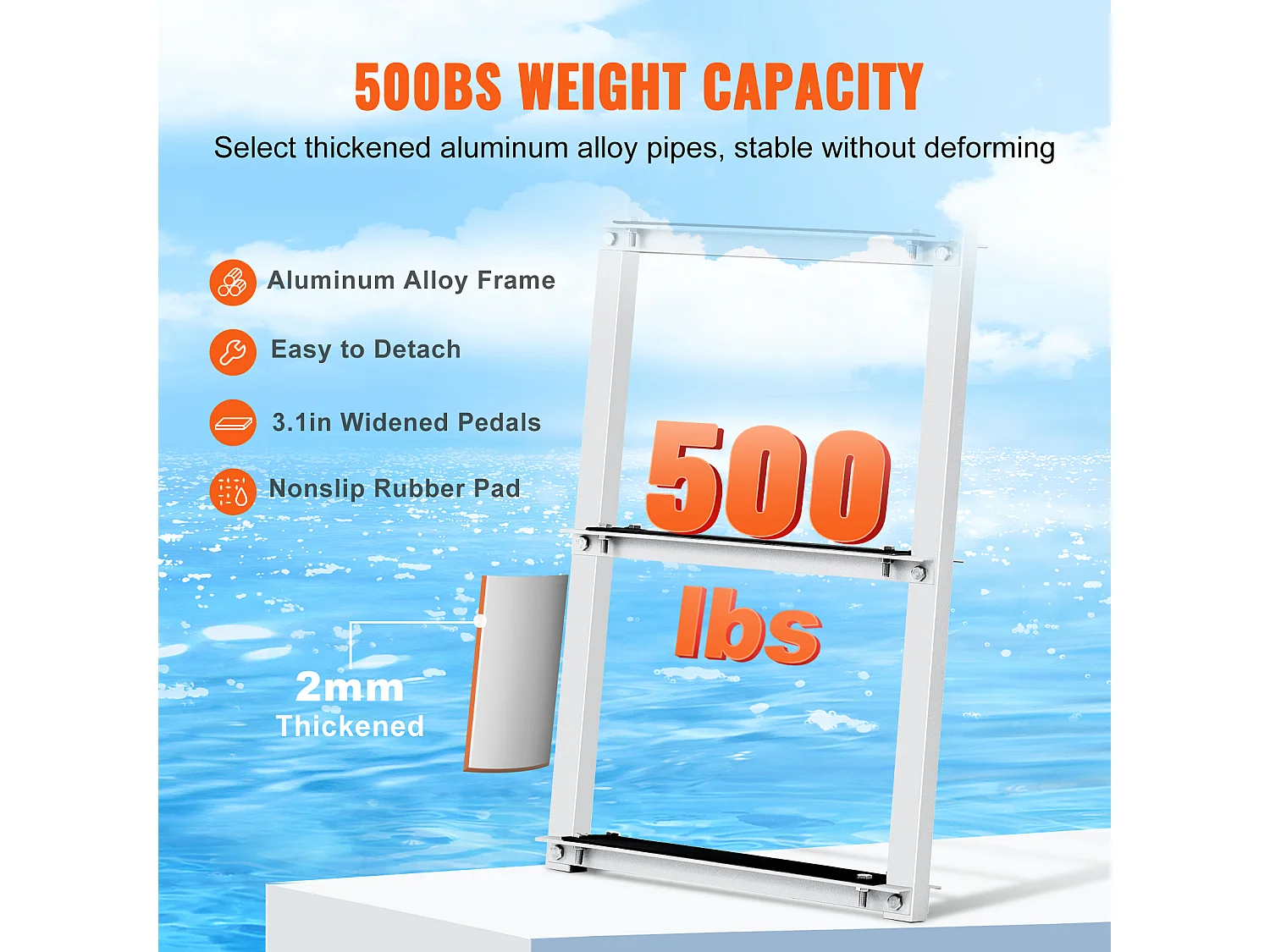 Échelle de Piscine, Échelle de Bain SucceBuy, Capacité de Charge de 226 kg, Amovible 4 Marches, en Aluminium