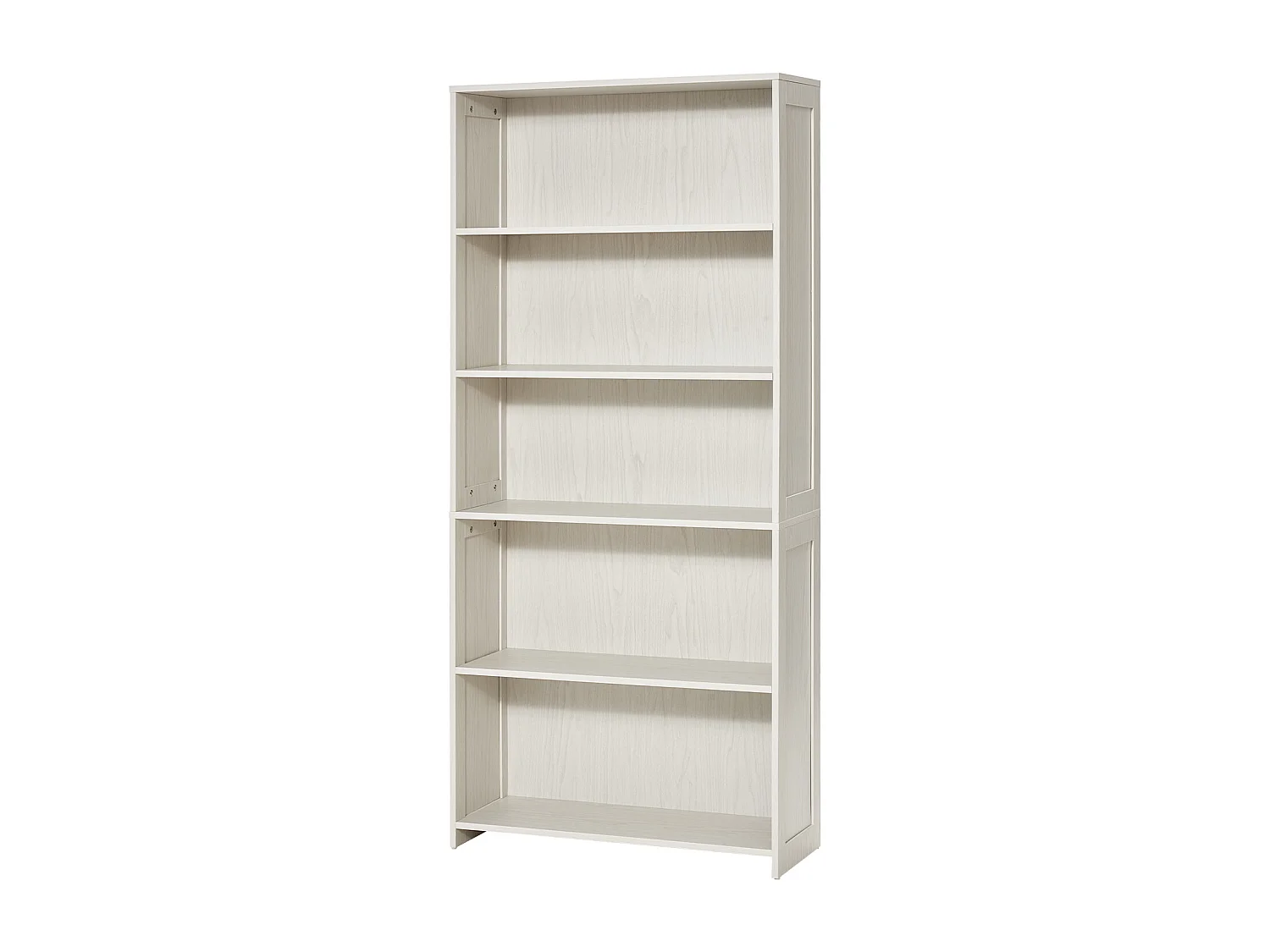 Bibliothèque SucceBuy Ouverte Autoportante en Bois à 5 Niveaux, 173cm de Large, en Blanc, pour le Rangement