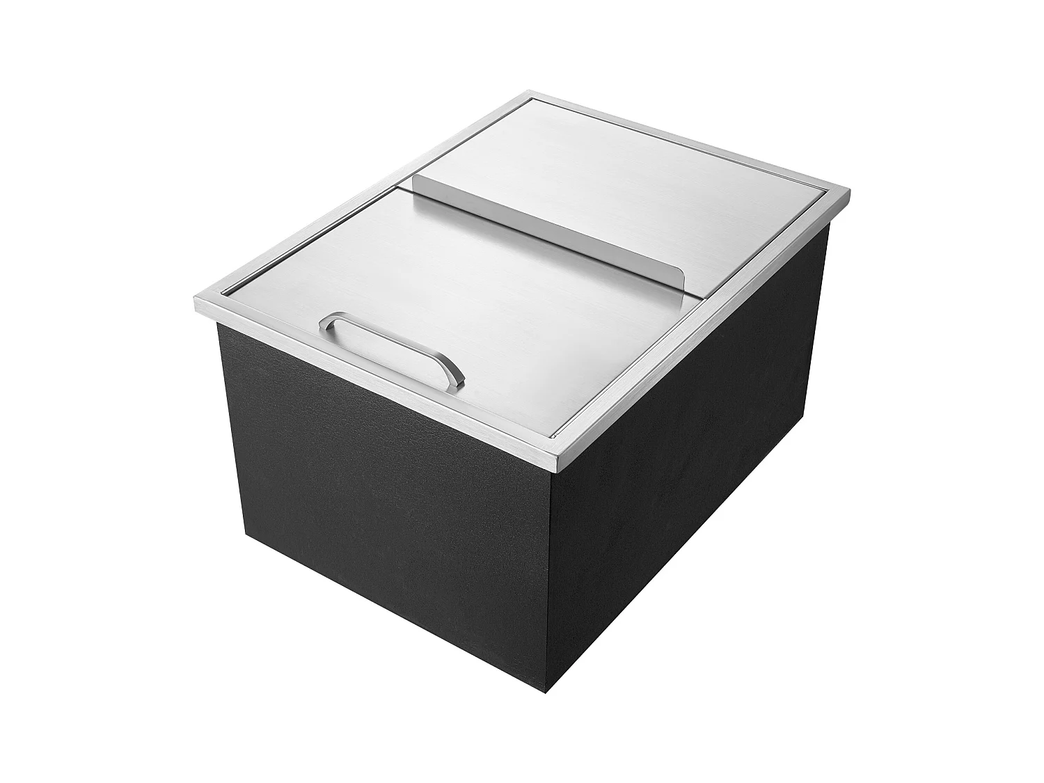 Seau à Glace SucceBuy, 55,23 L, 61x46x33 cm, Glacière en Acier Inoxydable avec Couvercle Coulissant, pour Cuisine Extérieure Vin Bière