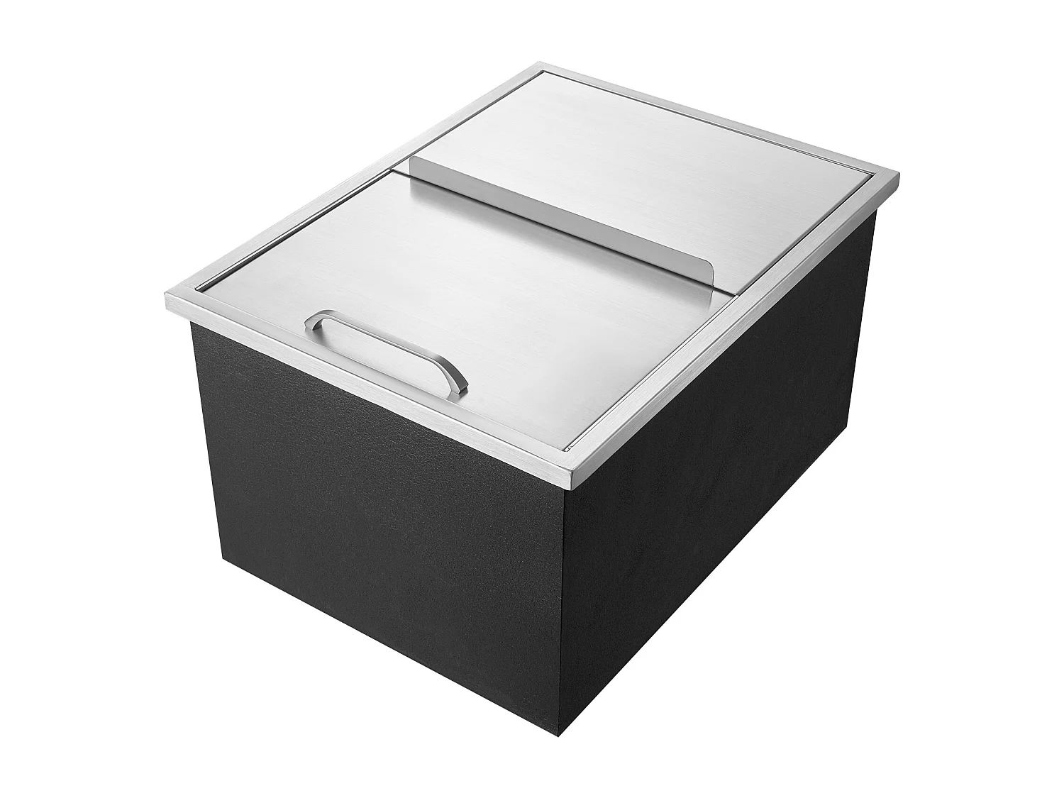 Seau à Glace SucceBuy, 55,23 L, 61x46x33 cm, Glacière en Acier Inoxydable avec Couvercle Coulissant, pour Cuisine Extérieure Vin Bière