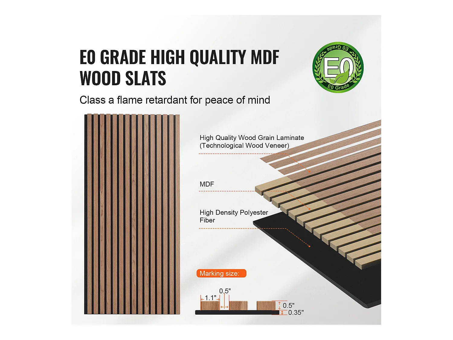 Panneaux Acoustiques à Lattes de Bois SucceBuy 120 x 60 cm, Décoration Murale Moderne, Noyer