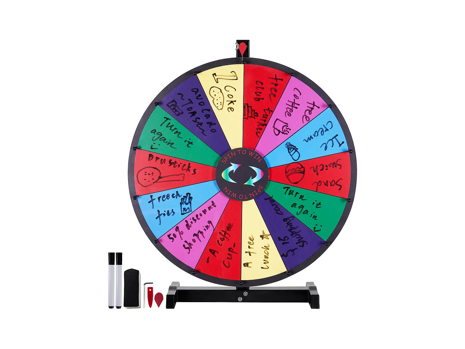 Ruota dei Premi Girevole, SucceBuy Ruota dei Premi Girevole da 60 cm con 14 Slot per Giochi da Tavolo per Fiere e Carnevale
