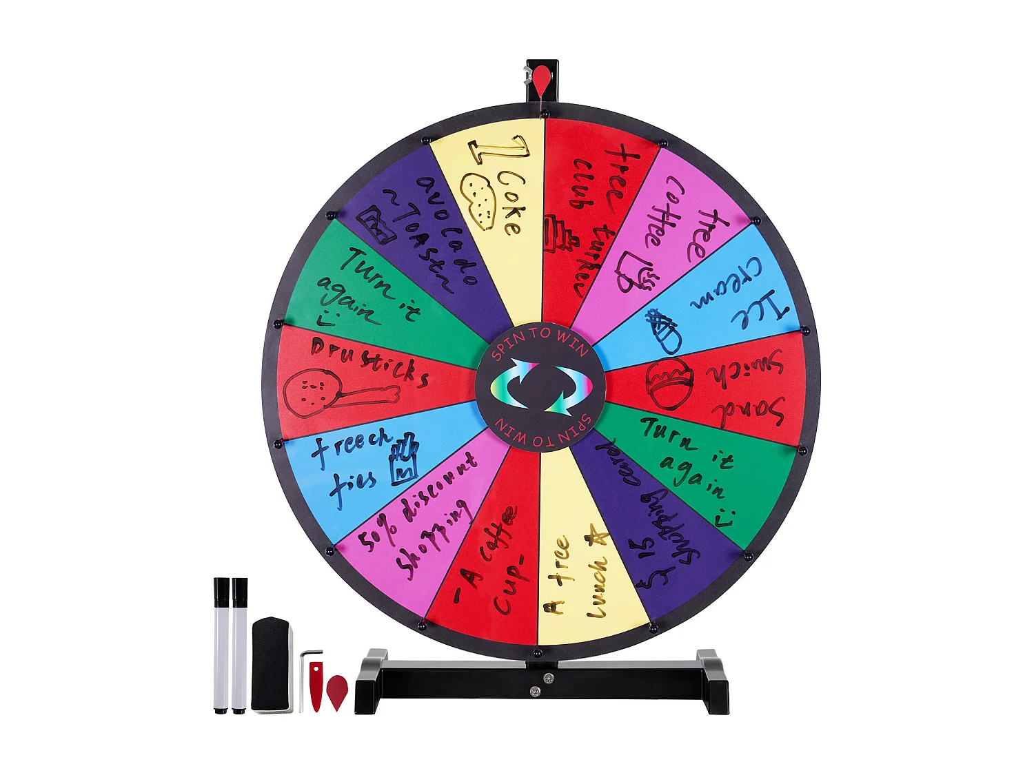 Roue de Prix Rotative, SucceBuy Roue de Prix Rotative 60 cm avec 14 Emplacements pour Table de Jeu pour Salon Professionnel et Carnaval