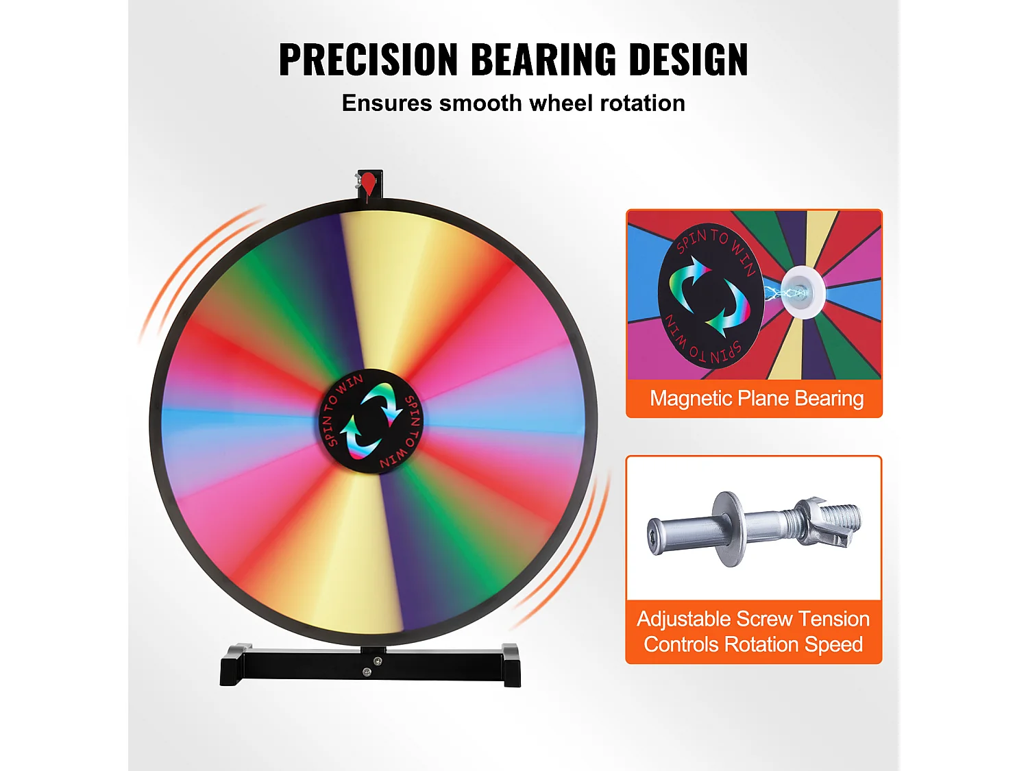 Roue de Prix Rotative, SucceBuy Roue de Prix Rotative 60 cm avec 14 Emplacements pour Table de Jeu pour Salon Professionnel et Carnaval