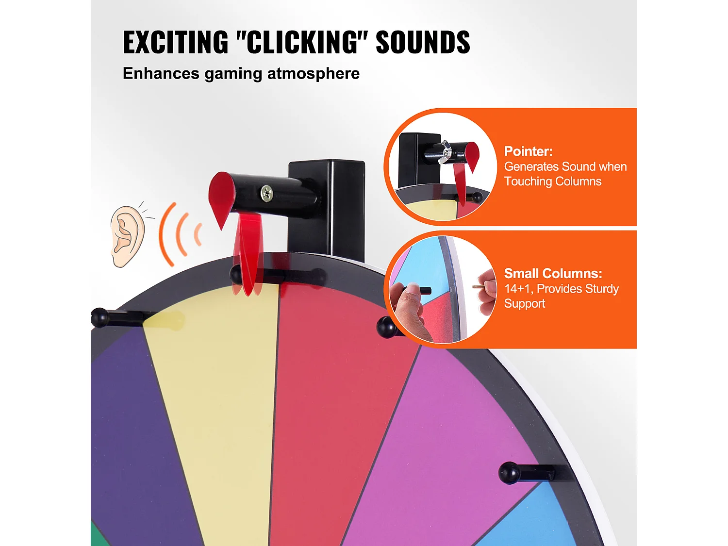 Roue de Prix Rotative, SucceBuy Roue de Prix Rotative 60 cm avec 14 Emplacements pour Table de Jeu pour Salon Professionnel et Carnaval