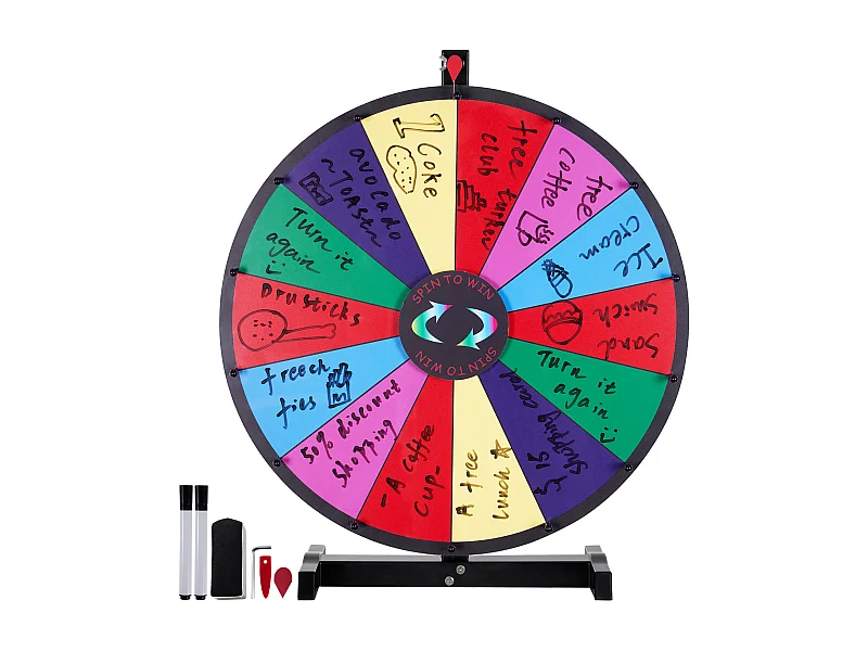 Roue de Prix Rotative, SucceBuy Roue de Prix Rotative 60 cm avec 14 Emplacements pour Table de Jeu pour Salon Professionnel et Carnaval