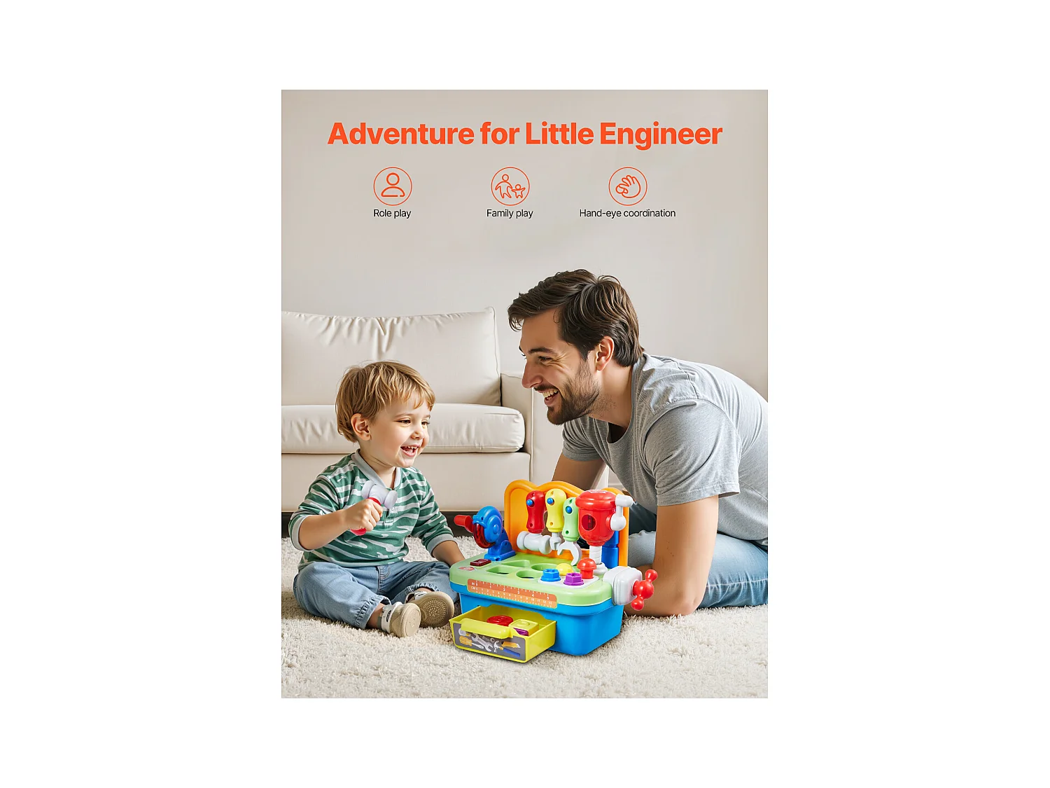 Jouet d'Établi, SucceBuy Jouet d'Établi avec Musique et Motricité pour Enfants à partir de 2 Ans